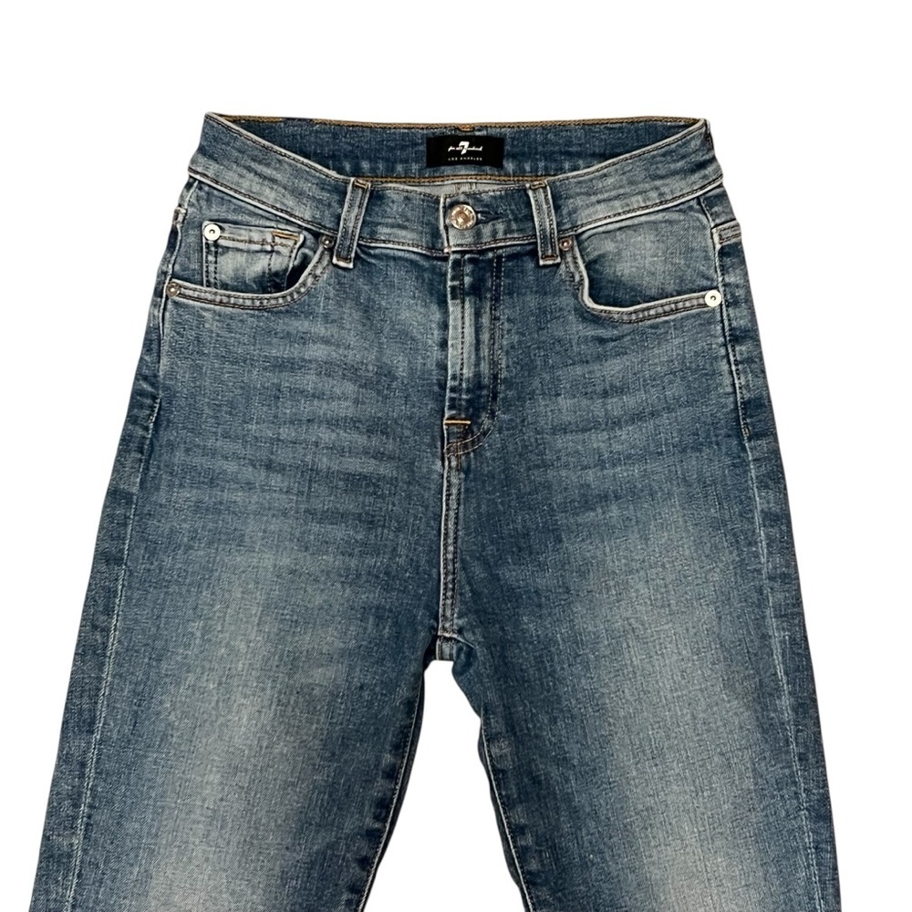 7 FOR ALL MANKIND High Waist Slim Kick Destroyed Hem Luxury Jeans Size 25 - Picture 4 of 16
